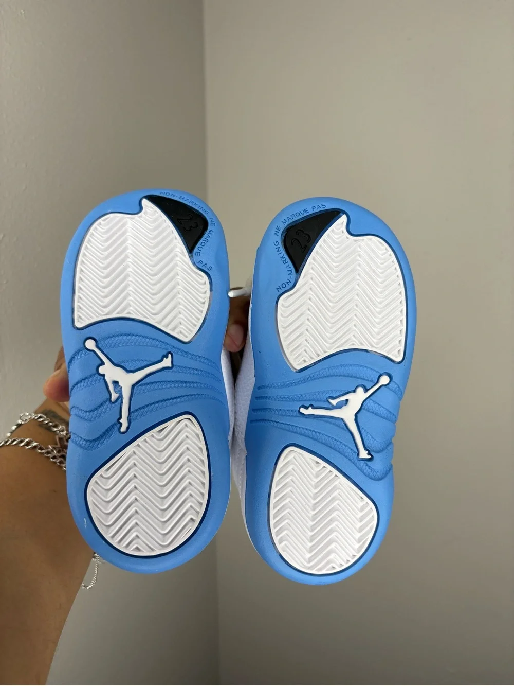 Jordan Kids White and Light Blue Retro Sneakers